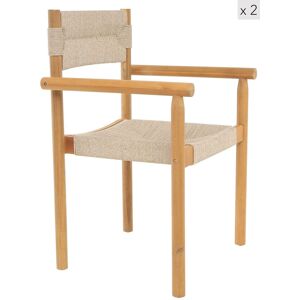 Nordlys Set of 2 Indoor Outdoor Chairs in Solid Acacia Wood & Rope in Brown Brown Nordlys Set of 2 Indoor Outdoor Chairs in Solid Acacia Wood & Rope in Brown Brown