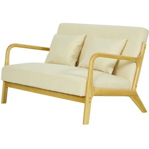 Nordlys Scandinavian 2-seater Wooden & Fabric Bench in Beige Beige Nordlys Scandinavian 2-seater Wooden & Fabric Bench in Beige Beige