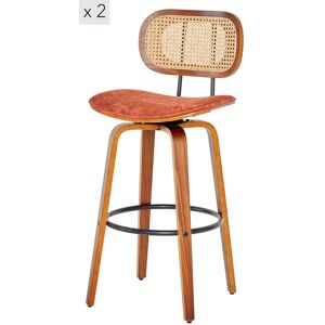 Nordlys Set of 2 Bar Stools Wood Caning in Black Black Nordlys Set of 2 Bar Stools Wood Caning in Black Black