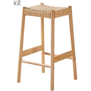 Nordlys Set of 2 Scandinavian Solid Wood Bar Stools in Brown Brown Nordlys Set of 2 Scandinavian Solid Wood Bar Stools in Brown Brown