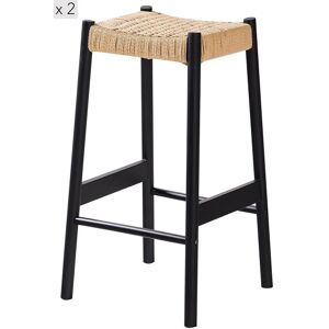 Nordlys Set of 2 Scandinavian Solid Wood Bar Stools in Black Black Nordlys Set of 2 Scandinavian Solid Wood Bar Stools in Black Black