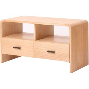 Nordlys Scandinavian Solid Wood TV Stand with 2 Drawers in Brown Brown Nordlys Scandinavian Solid Wood TV Stand with 2 Drawers in Brown Brown