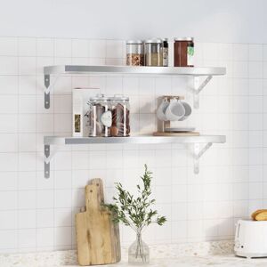 Berkfield Home Wall Shelves 2 pcs 75x23.5 cm Silver Stainless Steel Silver 75x23.5 cm Berkfield Home Wall Shelves 2 pcs 75x23.5 cm Silver Stainless Steel Silver 75x23.5 cm