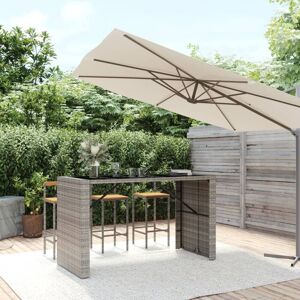 Berkfield Home Bar Table with Glass Top Grey 185x80x110 cm Poly Rattan Size: 185 x 80 x 110 cm Grey 185 x 80 x 110 cm Berkfield Home Bar Table with Glass Top Grey 185x80x110 cm Poly Rattan Size: 185 x 80 x 110 cm Grey 185 x 80 x 110 cm