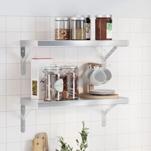 Berkfield Home Wall Shelves 2 pcs 50x23.5 cm Silver Stainless Steel Silver 50x23.5 cm Berkfield Home Wall Shelves 2 pcs 50x23.5 cm Silver Stainless Steel Silver 50x23.5 cm