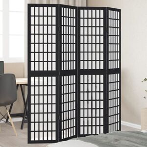 Berkfield Home Room Divider 4 Panels Black Solid Wood Paulownia Black Berkfield Home Room Divider 4 Panels Black Solid Wood Paulownia Black