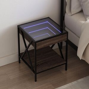 Berkfield Home Bedside Table with Infinity LED Brown Oak 40x40x49 cm Size: 40 x 40 x 49 cm Brown 40 x 40 x 49 cm Berkfield Home Bedside Table with Infinity LED Brown Oak 40x40x49 cm Size: 40 x 40 x 49 cm Brown 40 x 40 x 49 cm