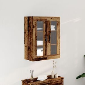 Berkfield Home Wall-Mounted Cabinet with Glass Doors - Old Wood - 69.5x34x90 cm in Brown Brown 69.5x34x90 cm Berkfield Home Wall-Mounted Cabinet with Glass Doors - Old Wood - 69.5x34x90 cm in Brown Brown 69.5x34x90 cm