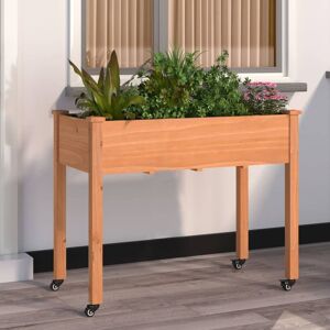 Berkfield Home Wheeled Planter with Liner Brown 118x59x80 cm Solid Wood Fir Size: 118 x 59 x 80 cm Brown 118 x 59 x 80 cm Berkfield Home Wheeled Planter with Liner Brown 118x59x80 cm Solid Wood Fir Size: 118 x 59 x 80 cm Brown 118 x 59 x 80 cm