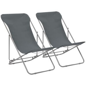 Berkfield Home Folding Beach Chairs 2 pcs Steel & Oxford Fabric Grey Grey Berkfield Home Folding Beach Chairs 2 pcs Steel & Oxford Fabric Grey Grey