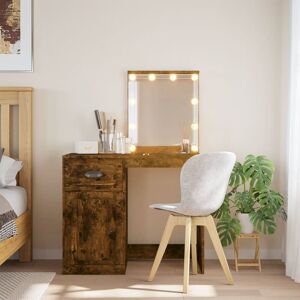 Berkfield Home Dressing Table with LED Lights Smoked Oak 90x42x132.5 cm in Brown Brown 90x42x132.5 cm Berkfield Home Dressing Table with LED Lights Smoked Oak 90x42x132.5 cm in Brown Brown 90x42x132.5 cm