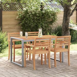 Berkfield Home Outdoor Dining Table Grey 140x80x75 cm Steel&Solid Wood Acacia Size: 140 x 80 x 75 cm Grey 140 x 80 x 75 cm Berkfield Home Outdoor Dining Table Grey 140x80x75 cm Steel&Solid Wood Acacia Size: 140 x 80 x 75 cm Grey 140 x 80 x 75 cm