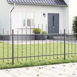 Berkfield Home Fence Panel with Spike Arch Set of 4 Grey Powder-Coated Steel Grey Berkfield Home Fence Panel with Spike Arch Set of 4 Grey Powder-Coated Steel Grey