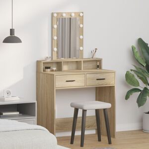 Berkfield Home Dressing Table with LED Lights - Sonoma Oak - 79x41x140 cm in Brown Size: 79 x 41 x 140 cm Brown 79 x 41 x 140 cm Berkfield Home Dressing Table with LED Lights - Sonoma Oak - 79x41x140 cm in Brown Size: 79 x 41 x 140 cm Brown 79 x 41 x 140 cm