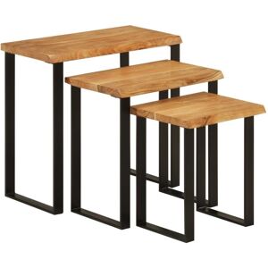 Berkfield Home Nesting Tables 3 pcs with Live Edge Solid Wood Acacia in Brown Brown Berkfield Home Nesting Tables 3 pcs with Live Edge Solid Wood Acacia in Brown Brown