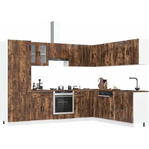 Berkfield Home 14 Piece Kitchen Cabinet Set Porto Smoked Oak Engineered Wood in Brown Brown Berkfield Home 14 Piece Kitchen Cabinet Set Porto Smoked Oak Engineered Wood in Brown Brown