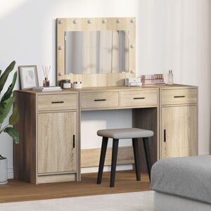 Berkfield Home 3 Piece Dressing Table Set with LED Sonoma Oak Engineered Wood Multicolor Berkfield Home 3 Piece Dressing Table Set with LED Sonoma Oak Engineered Wood Multicolor