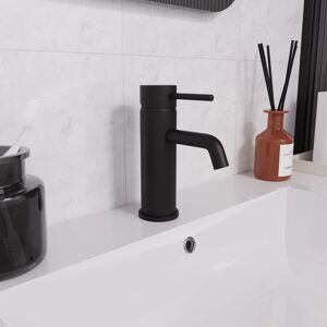 Nes Home Matt Black Modern Deck Mounted Round Basin Sink Mono Mixer Tap in Silver Silver Nes Home Matt Black Modern Deck Mounted Round Basin Sink Mono Mixer Tap in Silver Silver