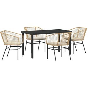 Berkfield Home 5 Piece Garden Dining Set with Cushions Brown Poly Rattan Multicolor Berkfield Home 5 Piece Garden Dining Set with Cushions Brown Poly Rattan Multicolor