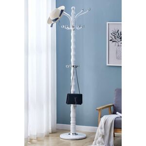 Modernique Vetro Thick Metal Tube Stand Tube Coat Rack with Heavy Sturday Marble Base in White White Modernique Vetro Thick Metal Tube Stand Tube Coat Rack with Heavy Sturday Marble Base in White White