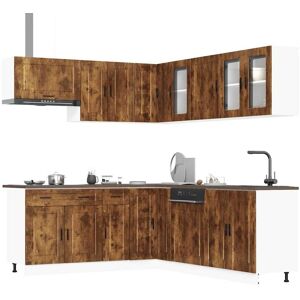 Berkfield Home 11 Piece Kitchen Cabinet Set Porto Smoked Oak Engineered Wood in Brown Brown Berkfield Home 11 Piece Kitchen Cabinet Set Porto Smoked Oak Engineered Wood in Brown Brown