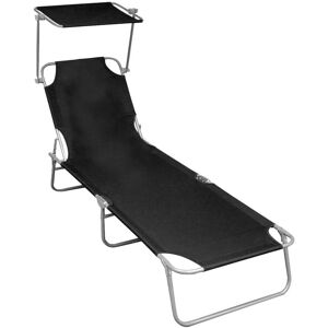 Berkfield Home Folding Sun Lounger with Canopy Black Aluminium Black Berkfield Home Folding Sun Lounger with Canopy Black Aluminium Black