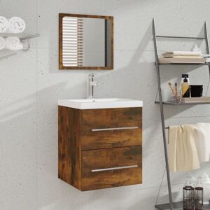Berkfield Home Bathroom Cabinet with Mirror Smoked Oak 41x38.5x48 cm Engineered Wood in Brown Brown 41x38.5x48 cm Berkfield Home Bathroom Cabinet with Mirror Smoked Oak 41x38.5x48 cm Engineered Wood in Brown Brown 41x38.5x48 cm