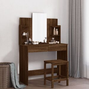 Berkfield Home Dressing Table with Mirror Brown Oak 96x39x142 cm Size: 96 x 39 x 142 cm Brown 96 x 39 x 142 cm Berkfield Home Dressing Table with Mirror Brown Oak 96x39x142 cm Size: 96 x 39 x 142 cm Brown 96 x 39 x 142 cm
