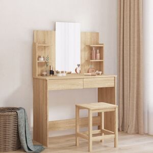 Berkfield Home Dressing Table with Mirror Sonoma Oak 96x39x142 cm in Brown Size: 96 x 39 x 142 cm Brown 96 x 39 x 142 cm Berkfield Home Dressing Table with Mirror Sonoma Oak 96x39x142 cm in Brown Size: 96 x 39 x 142 cm Brown 96 x 39 x 142 cm