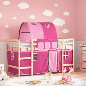 Berkfield Home Kids' Loft Bed with Tunnel Pink 90x200cm Solid Wood Pine Size: 90x200 cm Pink 90x200 cm Berkfield Home Kids' Loft Bed with Tunnel Pink 90x200cm Solid Wood Pine Size: 90x200 cm Pink 90x200 cm