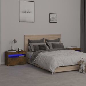 Berkfield Home Bedside Cabinets 2 pcs with LED Lights Smoked Oak 60x35x40 cm in Brown Size: 60 x 35 x 40 cm Brown 60 x 35 x 40 cm Berkfield Home Bedside Cabinets 2 pcs with LED Lights Smoked Oak 60x35x40 cm in Brown Size: 60 x 35 x 40 cm Brown 60 x 35 x 40 cm