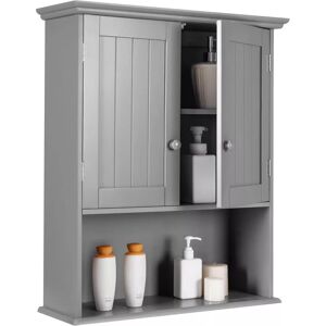 Wyld and Coco Grey Double Door Wall Mounted Bathroom Cabinet Grey Wyld and Coco Grey Double Door Wall Mounted Bathroom Cabinet Grey
