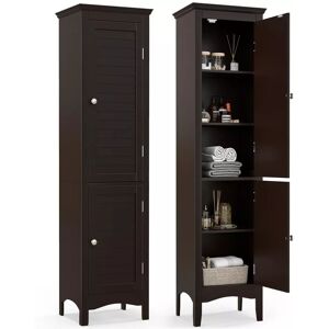 Wyld and Coco Brown Traditional Tall Bathroom Storage Cabinet Brown Wyld and Coco Brown Traditional Tall Bathroom Storage Cabinet Brown
