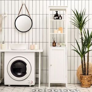 Wyld and Coco 3 Tier Shelf Bathroom High Cabinet in White White Wyld and Coco 3 Tier Shelf Bathroom High Cabinet in White White