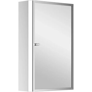 Wyld and Coco Stainless Steel Wall Mounted Bathroom Mirror Cabinet with 2 Shelves and Single Door in White White Wyld and Coco Stainless Steel Wall Mounted Bathroom Mirror Cabinet with 2 Shelves and Single Door in White White