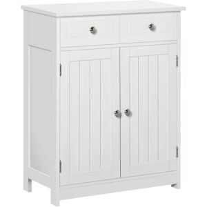 Wyld and Coco White 75x60cm Freestanding Bathroom Storage Cabinet with 2 Drawers Adjustable Shelf Size: 75x60 cm White 75x60 cm Wyld and Coco White 75x60cm Freestanding Bathroom Storage Cabinet with 2 Drawers Adjustable Shelf Size: 75x60 cm White 75x60 cm
