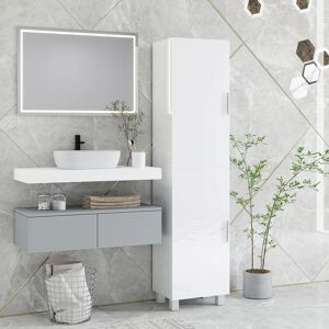 Wyld and Coco White Tall Bathroom Cabinet Freestanding with Adjustable Shelves and Double Doors White Wyld and Coco White Tall Bathroom Cabinet Freestanding with Adjustable Shelves and Double Doors White