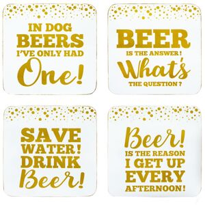 Lesser & Pavey Set of 4 Beer Quote Novelty Drink Coasters in White Size: 4 Pack White 4 Pack Lesser & Pavey Set of 4 Beer Quote Novelty Drink Coasters in White Size: 4 Pack White 4 Pack