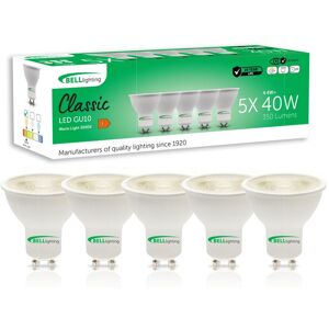 BELL Lighting Dimmable GU10 LED Bulbs 4.4W 350lm Warm White 3000K 38° Spotlight Size: Pack of 5 Warm White Pack of 5 BELL Lighting Dimmable GU10 LED Bulbs 4.4W 350lm Warm White 3000K 38° Spotlight Size: Pack of 5 Warm White Pack of 5