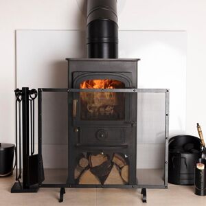 Charles Bentley Aspen Fireguard Contemporary Iron Silver Mesh Black Boarder Matte Finish Black Charles Bentley Aspen Fireguard Contemporary Iron Silver Mesh Black Boarder Matte Finish Black