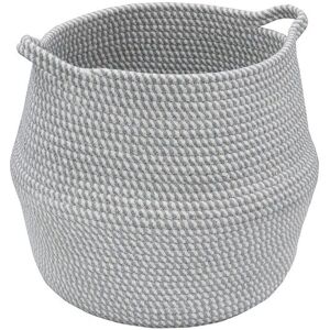 JVL Edison Round Belly Cotton Rope Storage Large Grey Grey L JVL Edison Round Belly Cotton Rope Storage Large Grey Grey L