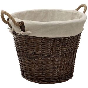 JVL Medium Log basket with Liner & Rope Handles in Dark Brown Dark Brown M JVL Medium Log basket with Liner & Rope Handles in Dark Brown Dark Brown M