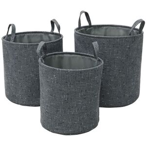 JVL Shadow Round Fabric Storage Baskets with Handles Set of 3 in Grey Grey JVL Shadow Round Fabric Storage Baskets with Handles Set of 3 in Grey Grey