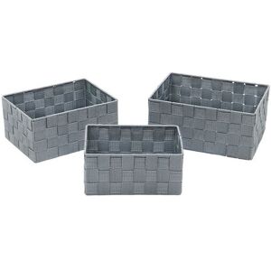 JVL Vichy Rect Nylon Storage Baskets Set of 3 in Grey Grey JVL Vichy Rect Nylon Storage Baskets Set of 3 in Grey Grey