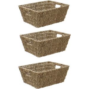 JVL Seagrass Rectangular Storage Basket in Brown Size: Medium Brown M JVL Seagrass Rectangular Storage Basket in Brown Size: Medium Brown M