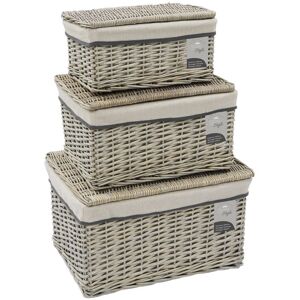 JVL Arianna Rectangular Willow Hamper Basket, Set of 3, Grey Wash in Mid Grey Size: Medium Mid Grey M JVL Arianna Rectangular Willow Hamper Basket, Set of 3, Grey Wash in Mid Grey Size: Medium Mid Grey M