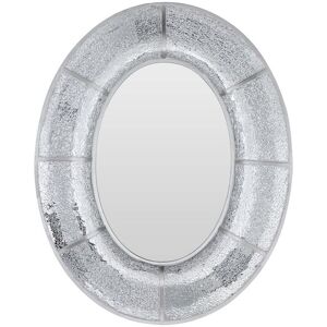 Orsina Oval Wall Mirror With Mosaic Glass Frame, Decorative Boutique Mirror With Smooth Curved Design, MDF Mirror in Silver Silver Orsina Oval Wall Mirror With Mosaic Glass Frame, Decorative Boutique Mirror With Smooth Curved Design, MDF Mirror in Silver Silver