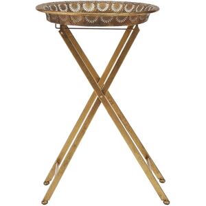 Orsina Stable Constructed Folding Tray Table, Stylish Kitchen Side Table For Breakfast, Robust Breakfast Table in Gold Gold Orsina Stable Constructed Folding Tray Table, Stylish Kitchen Side Table For Breakfast, Robust Breakfast Table in Gold Gold