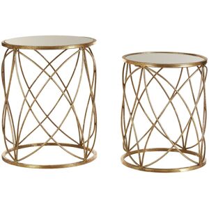 Orsina Industrial Design Set Of Two Round Side Tables, Versatile Table For Livingroom, Everyday Use Lounge Table in Gold Gold Orsina Industrial Design Set Of Two Round Side Tables, Versatile Table For Livingroom, Everyday Use Lounge Table in Gold Gold