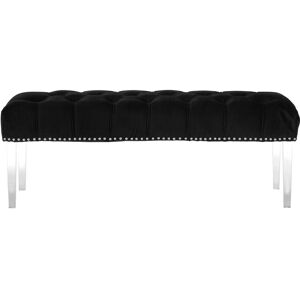 Orsina Contemporary Black Velvet Bench, Button Tufted Upholstered Bench with Clear Acrylic Legs, Hallway Seating Black Orsina Contemporary Black Velvet Bench, Button Tufted Upholstered Bench with Clear Acrylic Legs, Hallway Seating Black